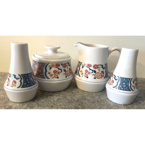 Noritake Ming Garden Condiment Set, Sugar, Creamer, S/P Shakers  #2606 - Picture 1 of 6